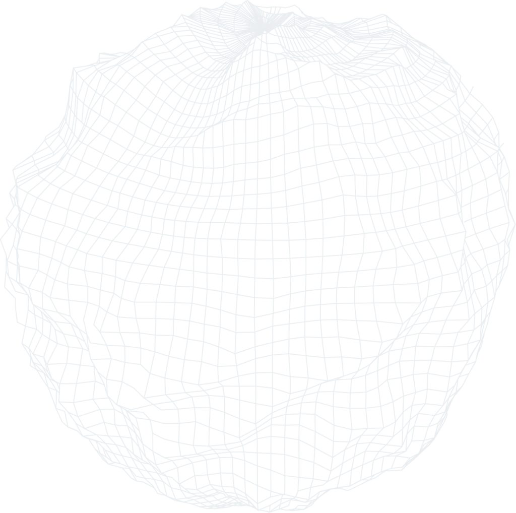 A wire mesh sphere on a black background.