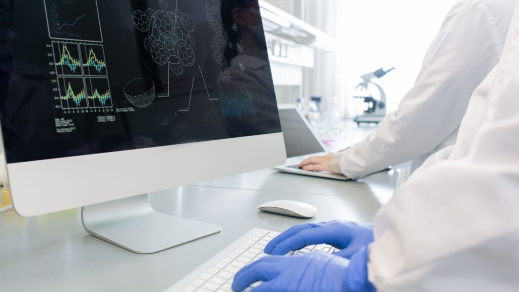 scientist reviewing data on computer