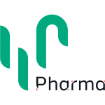 A logo featuring stylized green geometric shapes paired with the word "Pharma" in bold black text, subtly incorporating the letters "PBC" for a modern twist.