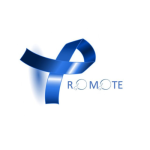 A blue awareness ribbon appears alongside the word "PROMOTE," with magnifying glass illustrations replacing the letter "O".